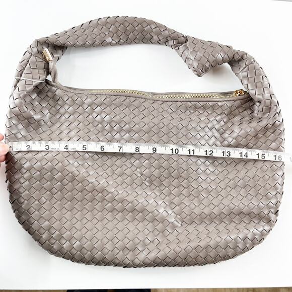 Melie Bianco Anthropologie Brigitte Woven Satchel Shoulder Bag Purse Gray - Picture 10 of 10